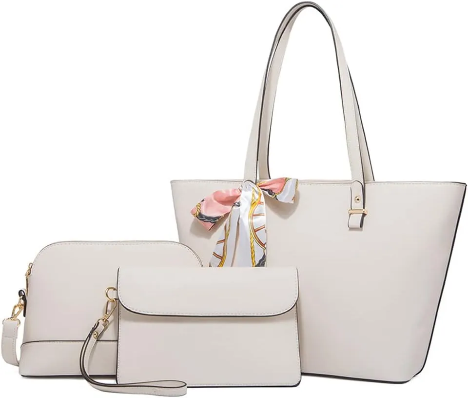 ZiMing Women Handbags Sets Synthetic Leather Tote Shoulder Bags Classic Dome Satchel Bag Wristlets Wallet Zipper Purses 3-Pcs