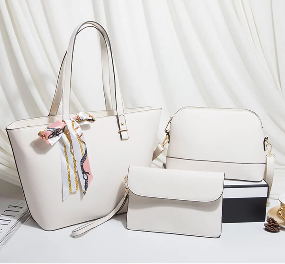 ZiMing Women Handbags Sets Synthetic Leather Tote Shoulder Bags Classic Dome Satchel Bag Wristlets Wallet Zipper Purses 3-Pcs