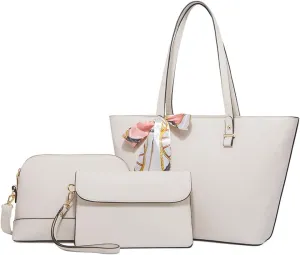 ZiMing Women Handbags Sets Synthetic Leather Tote Shoulder Bags Classic Dome Satchel Bag Wristlets Wallet Zipper Purses 3-Pcs