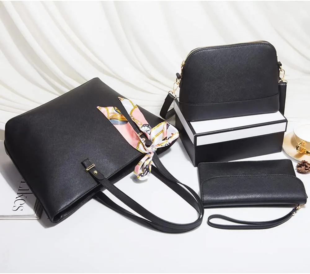 ZiMing Women Handbags Sets Synthetic Leather Tote Shoulder Bags Classic Dome Satchel Bag Wristlets Wallet Zipper Purses 3-Pcs